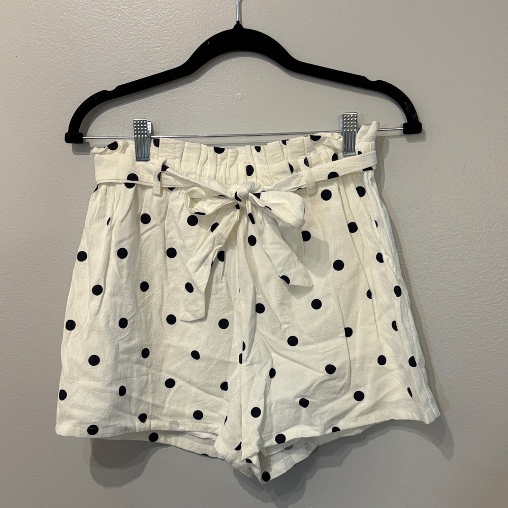Everly Cream and Black Polka Dot High-Waisted Shorts
